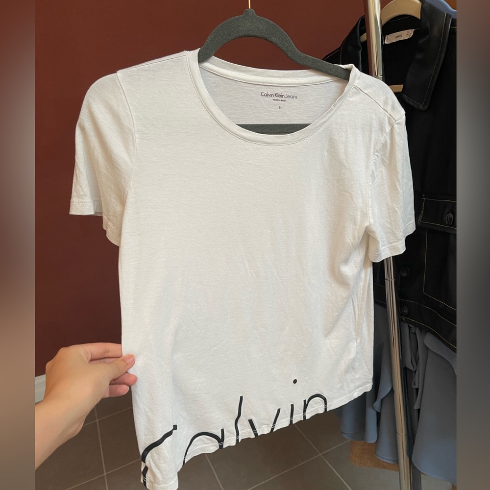 Calvin Klein Jeans White T Shirt with Logo Detail